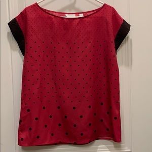 New York & Co magenta top with polka dots.